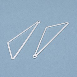 Посеребрённый Латунные подвески, долговечный, тупой треугольник, 925 серебро покрытием, 57x15x1 мм, отверстие : 1.6 мм