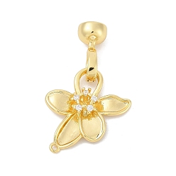 Настоящее золото 18K Латунное микропейв, прозрачный кубический цирконий, складные застежки, цветок, без кадмия, без никеля и без свинца, реальный 18 k позолоченный, 36 мм