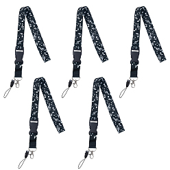 Musical Note 4Pcs Polyester Mobile Straps, with Plastic and Alloy Swivel Clasps, Platinum, Musical Note, 600mm