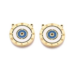 Золотой 304 нержавеющей стальной эмали подвески, плоская круглая подвеска с римскими цифрами, ионное покрытие (ip), долговечный, золотые, золотые, 18x18x2 мм, отверстие : 1.2 мм