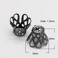 Черный Цвет Металла Железный шарик крышки, металлический черный , 8x6 мм, отверстие : 1.5 мм