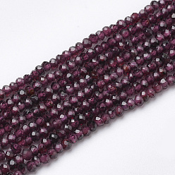 Garnet Natural Garnet Beads Strands, Faceted Rondelle, 2.6x2mm, Hole: 0.5mm, about 110pcs/strand, 15.7 inch