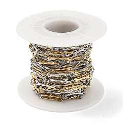 Золотой & Цвет Нержавеющей Стали Ионное покрытие (ip) 304 прутковые цепи из нержавеющей стали, пайки, с катушкой, золотые и нержавеющая сталь цвет, 14x2x0.9 мм, 13.5x2.5x0.3 мм, около 32.81 футов (10 м) / рулон