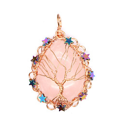 Розовый Кварц Природного розового кварца подвески, слеза, 63x40x11 мм