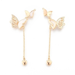 Прозрачный Кулон из циркония, с ракушкой и цепью, без кадмия, без никеля и без свинца, реальный 18 k позолоченный, Бабочка и сердце, прозрачные, 63.5 мм