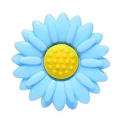 Light Sky Blue Flower Food Grade Eco-Friendly Silicone Focal Beads, Light Sky Blue, 20x20mm