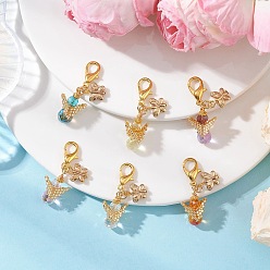 Золотой Стекло подвесные украшения, ангел, с CCB пластиковые шарики, золотые, 41.5 мм