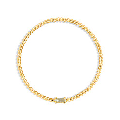 Светло-зеленый Браслеты из нержавеющей стали с инкрустацией кубическим цирконием и камнями по знаку зодиака., круглые браслеты из бисера для женщин, прямоугольные, реальный 304 k позолоченный, светло-зеленый, 18 дюйм (6.69 см)