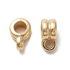 Golden CCB Plastic Tube Bails, Loop Bails, Grooved Column, Golden, 9.8x4.5x6mm, Hole: 2mm, Inner Diameter: 3.8mm