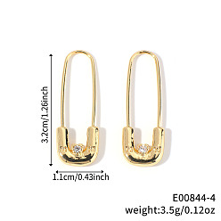 Другие Модные серьги-кольца из латунного кубического циркония в форме броши, форма броши, 32x11 мм