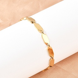 Настоящее золото 18K 304 браслеты-цепочки из нержавеющей стали с ромбовидными звеньями для мужчин и женщин, ручная полировка, ионное покрытие (ip), реальный 18 k позолоченный, 8-1/4 дюйм (21 см)