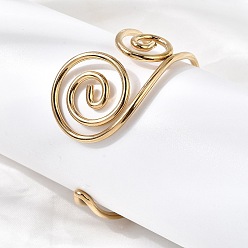 Золотой 304 женские браслеты-манжеты из нержавеющей стали, вихревые, золотые, внутренний диаметр: 2-3/8x2-1/4 дюйм (6.1x5.6 см)