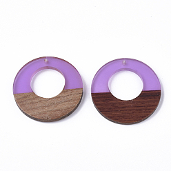 Средняя Орхидея Подвески из смолы и ореха, кольцо, средне орхидеи, 38x3.5 мм, отверстие : 2 мм