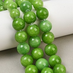 Medium Sea Green Natural Mashan Jade Graduated Beads Strands, Dyed, Smooth Round, Medium Sea Green, 6~12mm, Hole: 1~1.4mm, about 53pcs/strand, 17.32''(44cm)