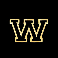 Letter W Вакуумное покрытие pvd 201 подвески из нержавеющей стали, лазерная резка, буквы, без отверстия , буква.w, 12x19x1 мм