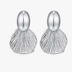 Платина Латунные качают серьги, лист, платина, 45x22 мм