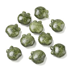 Olive Drab Vintage Handmade Porcelain Beads, Fancy Antique Glazed Porcelain, Apple, Olive Drab, 15.5x15x8mm, Hole: 1.6mm