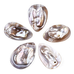 Freshwater Shell Natural Freshwater Shell, Teardrop, 54~60x34~45x10~20mm, Hole: 1.8mm