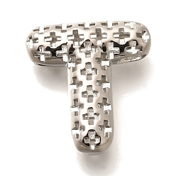 Letter T Латунные подвески, подвески с полыми буквами, стойки покрытие, долговечный, без кадмия и без свинца, Письмо T, 22.5x21x8 мм, отверстие : 5x2.7 мм