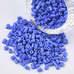 Royal Blue 8/0 Glass Bugle Beads, Opaque Colours, Royal Blue, 8/0 2.5~3x2.5mm, Hole: 0.9mm, about 15000pcs/bag