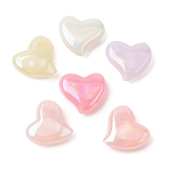 (52) Непрозрачная лаванда Непрозрачные акриловые бусины с УФ-покрытием, сердце, с покрытием AB цвета, разноцветные, 15x16x5.5 мм, отверстие : 1.8 мм, Около 755 шт / 500 г