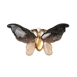 Черный Подвески из смолы градиентного цвета, С золотыми результатами железа, бабочка, чёрные, 26x50.5x3.5 мм, отверстие : 1.5 мм