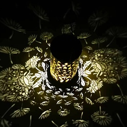 Цветок Солнечные фонари уличные подвесные фонари, полый железный фонарь для наружного декора, Водонепроницаемый светодиодный декоративный садовый светильник для патио и двора, цветок, 120x120x215 мм