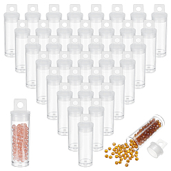 Clear 60Pcs Resin Bead Tubes with Hanging Cap, Column, Clear, 2x6.7cm, Inner Diameter: 1.7cm