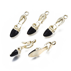Noir Alliage de placage de rack émail pendentif strass paramètres, sans nickel et sans plomb, , noir, s'adapter pour 0.8~1 mm strass, 24.5x6x7mm, Trou: 1.8mm