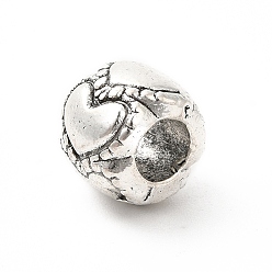 Antik Silber Farbe Tibetische Stil Legierung Großlochperlen, Großloch perlen, Spalte mit Herz, Antik Silber Farbe, 8.5x7 mm, Bohrung: 4 mm, ca. 314 Stk. / 500 g