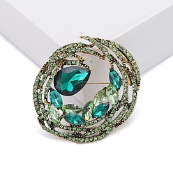 Изумруд Броши в виде венка из сплава со стразами, изумруд, 50x45 мм