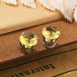 Желтый Серьги-клипсы с фианитами, магнитные серьги из нержавеющей стали без проколов, цвет нержавеющей стали, алмаз, желтые, 8 мм