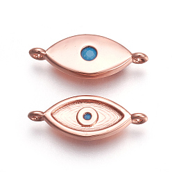 Розовое Золото Латунные микро проложить кубических ссылки циркония, без кадмия и без свинца, лошадиный глаз , глубокое синее небо, розовое золото , 7x17.5x2.5 мм, отверстие : 1 мм