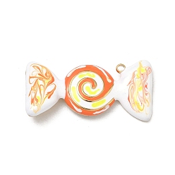 Оранжевый 304 подвески из нержавеющей стали, с эмалью, конфеты прелести, вакуумное покрытие pvd, реальный 18 k позолоченный, оранжевые, 14.5x30x3 мм, отверстие : 1.5 мм