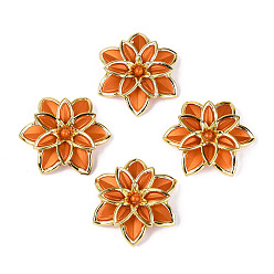 Коралловый Матовые акриловые бусины, окрашенные распылением, цветок, золотистая окантовка, коралл, 39.5x45x10.5~11.5 мм, отверстие : 1.8 мм
