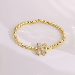 Letter K Женские браслеты из латуни с микропаве из прозрачных кубических цирконий, буквы, золотые, Письмо K, 6.69 дюйм (17 см)