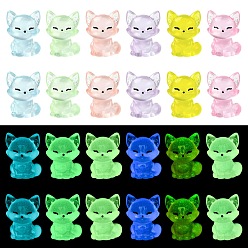 (52) Непрозрачная лаванда 30 шт. 6 цвета светящаяся смоляная лиса для украшения витрины, для украшения рабочего стола домашнего офиса, светится в темноте, разноцветные, 20x19x25 мм, 5 шт / цвет