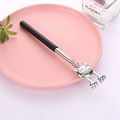 Черный Телескопическая чесалка для спины из нержавеющей стали в форме кошки, с резиновой ручкой, выдвижной массажер для спины, чёрные, 210~580 мм