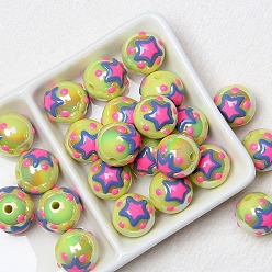 Звезда Акриловые бусины цвета бледного золотарника, круглые, звезда, 16 мм