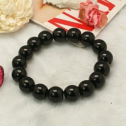Schwarz Karneval Schmuck Glasperlen dehnbar Armbänder, mit elastischen Faden, Schwarz, 55 mm