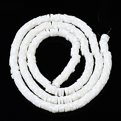 Floral White Handmade Polymer Clay Beads Strands, for DIY Jewelry Crafts Supplies, Heishi Beads, Disc/Flat Round, Floral White, 6x0.5~1mm, Hole: 1.8mm, about 320~447pcs/strand, 15.75 inch~16.14 inch(40~41cm)