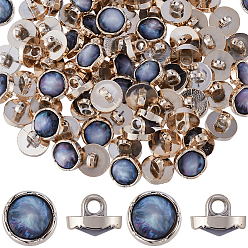 Черный 80шт 1-отверстие смоляная стержневая кнопка, с абс пластика выводы, полукруглый, чёрные, 12.5x9.5 мм, отверстие : 3 мм