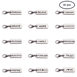 Antique Silver Tibetan Style Alloy Rectangle Pendants, with Word, Antique Silver, 8x21x2mm, Hole: 2mm