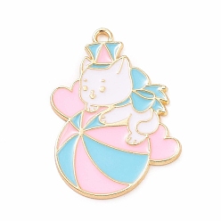 Аква Подвески из эмали и сплава, кошка с шармом, вода, 32.5x23x1 мм, отверстие : 2 мм