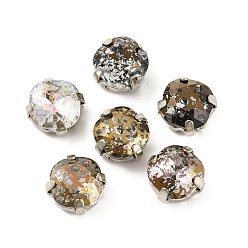 Платина Шить на горный хрусталь, многожильные звенья из стекла, хрусталя и стразов, с настройками латуни, аксессуары для одежды, граненые, квадратный, платина, 9x9x5.5 мм, отверстие : 0.8 мм