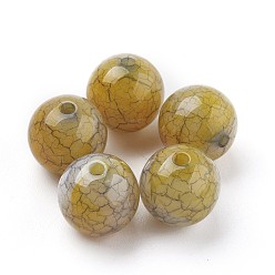 Темно-Золотистый Бисера треск акриловые, имитация нефрита, круглые, темные золотарник, 7~8 мм, Отверстие : 1.8 мм , около 1900 шт / 500 г