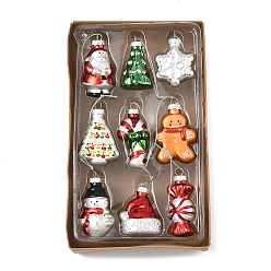 Mixed Shapes Стекло подвесные украшения, со шнуром, для подвесных украшений на елку, разнообразные, 135~150 мм, Кулон : 54~60x30~40x16~29 мм, 9 шт / комплект