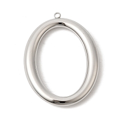 Нержавеющая Сталь Цвет 304 подвески из нержавеющей стали, овальные амулеты, ионное покрытие (ip), цвет нержавеющей стали, 48x36x6 мм, отверстие : 2 мм