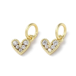 Настоящее золото 18K Стойка металлическая латунная микропрофилированная кубическая циркония подвески, без кадмия и без свинца, долговечный, сердце, реальный 18 k позолоченный, 6x7x1.5 мм, отверстие : 3.2 мм