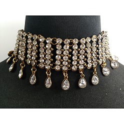 Античное Золото Ожерелья-чокеры из сплава с кисточками и каплевидной формой из кристаллов и страз для женщин, античное золото , 11.81 дюйм (30 см)